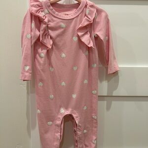 Cat & Jack Pink and White Bodysuit with Ruffled Details